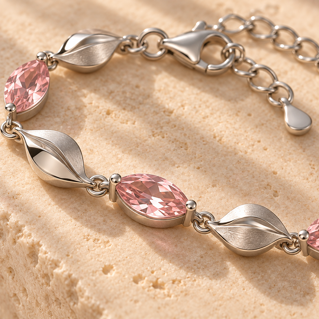 wholleso® Celene Petal Link Bracelet, detail view