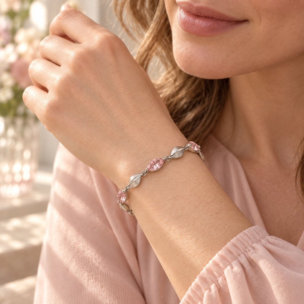 wholleso® Celene Petal Link Bracelet, worn on adult model
