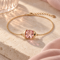 wholleso® Roselle Fold Bracelet, hero view showing blush crystal glass and champagne gold-plated 925 sterling silver