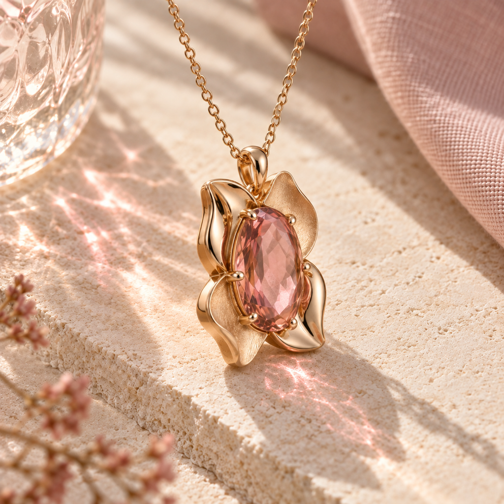 wholleso® Sera Sculpted Bloom Pendant, angle view