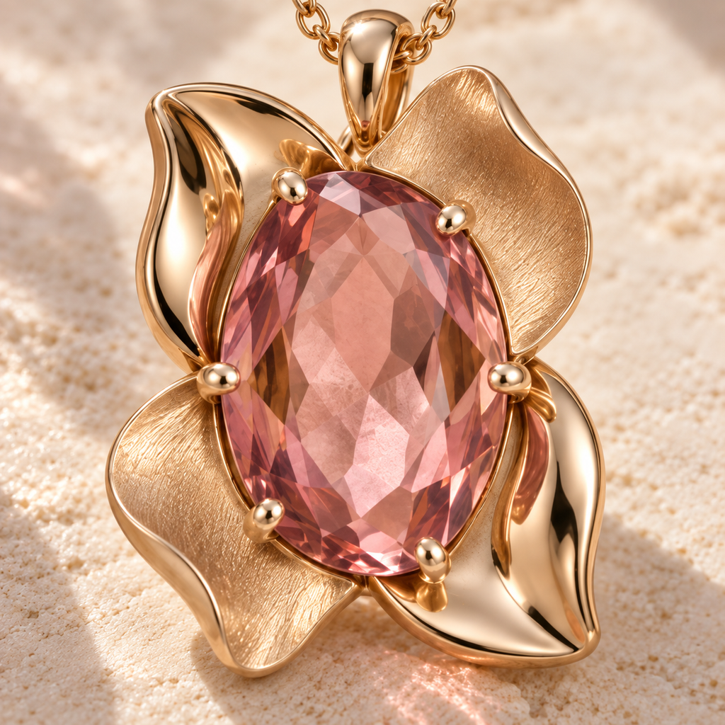 wholleso® Sera Sculpted Bloom Pendant, detail view