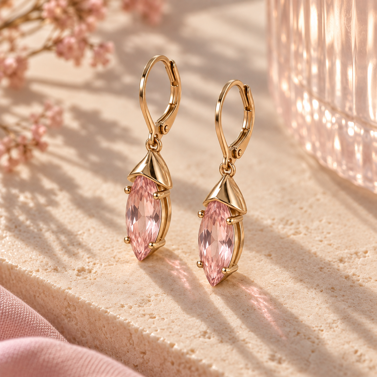 wholleso® Seren Ribbon Drop Earrings, angle view