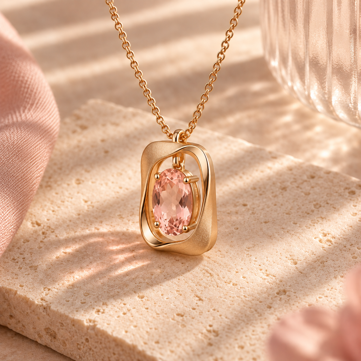 wholleso® Vela Curved Frame Necklace, angle view
