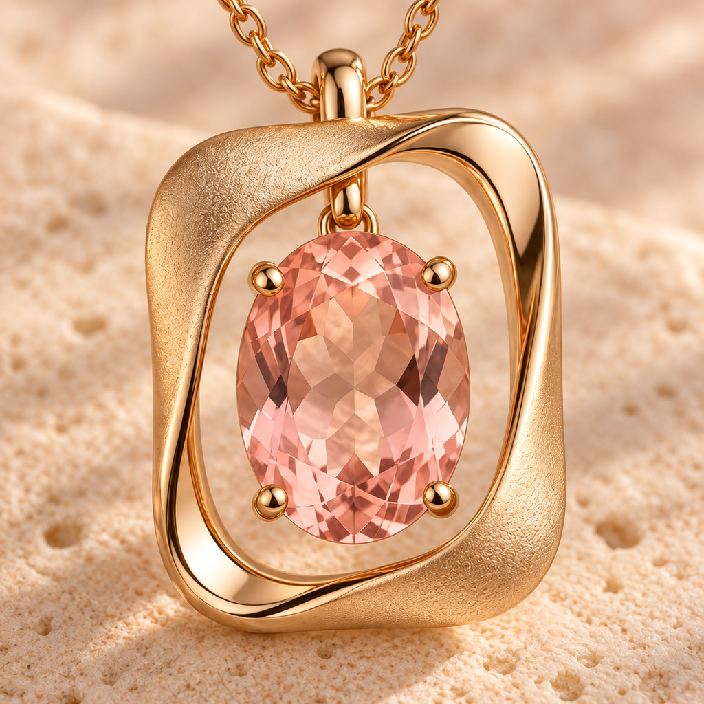wholleso® Vela Curved Frame Necklace, detail view