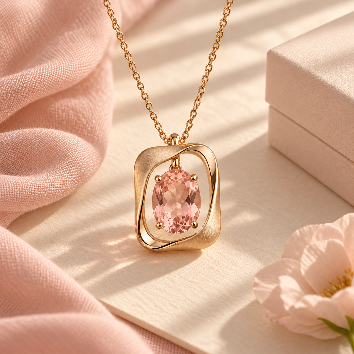 wholleso® Vela Curved Frame Necklace, lifestyle gifting presentation